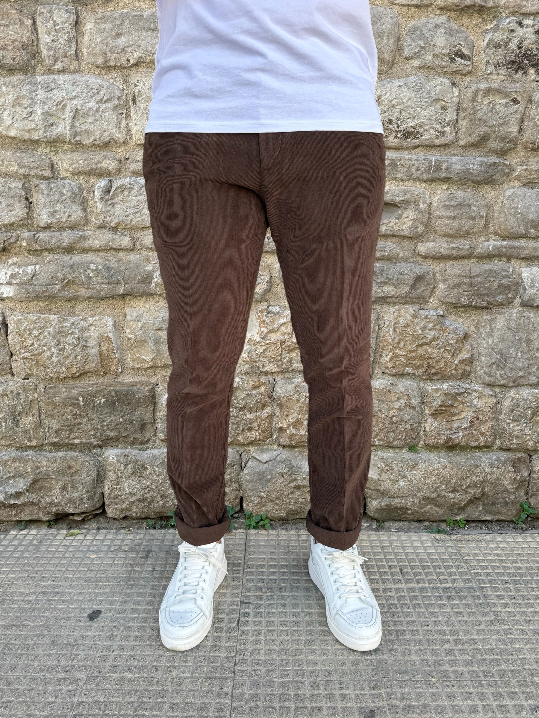 PANTALONE VELLUTO CHINO REGULAR CLARK MARK-T102 MOKA