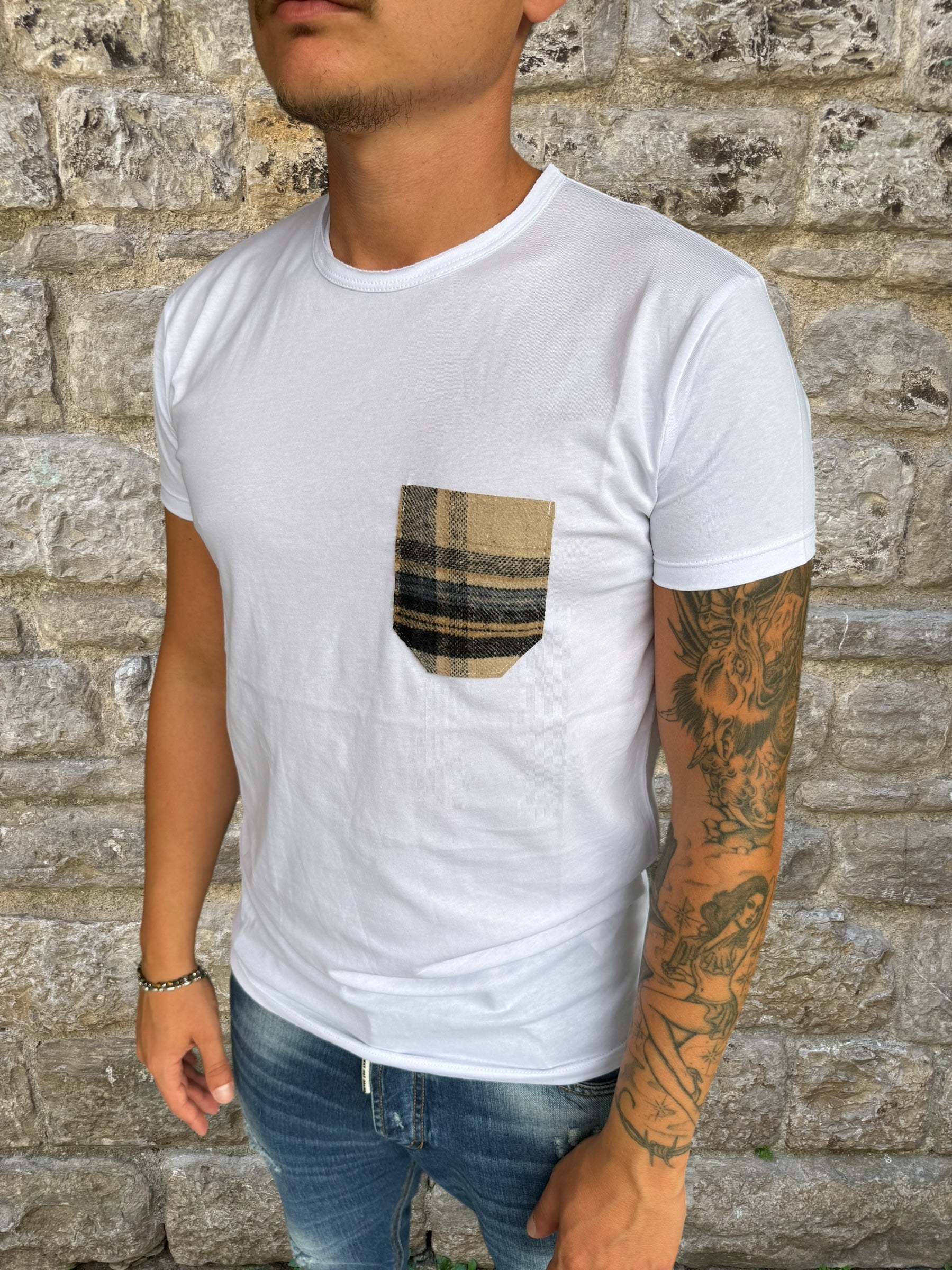 T-SHIRT BIANCA V2 BRAND TASCHINO BEIGE