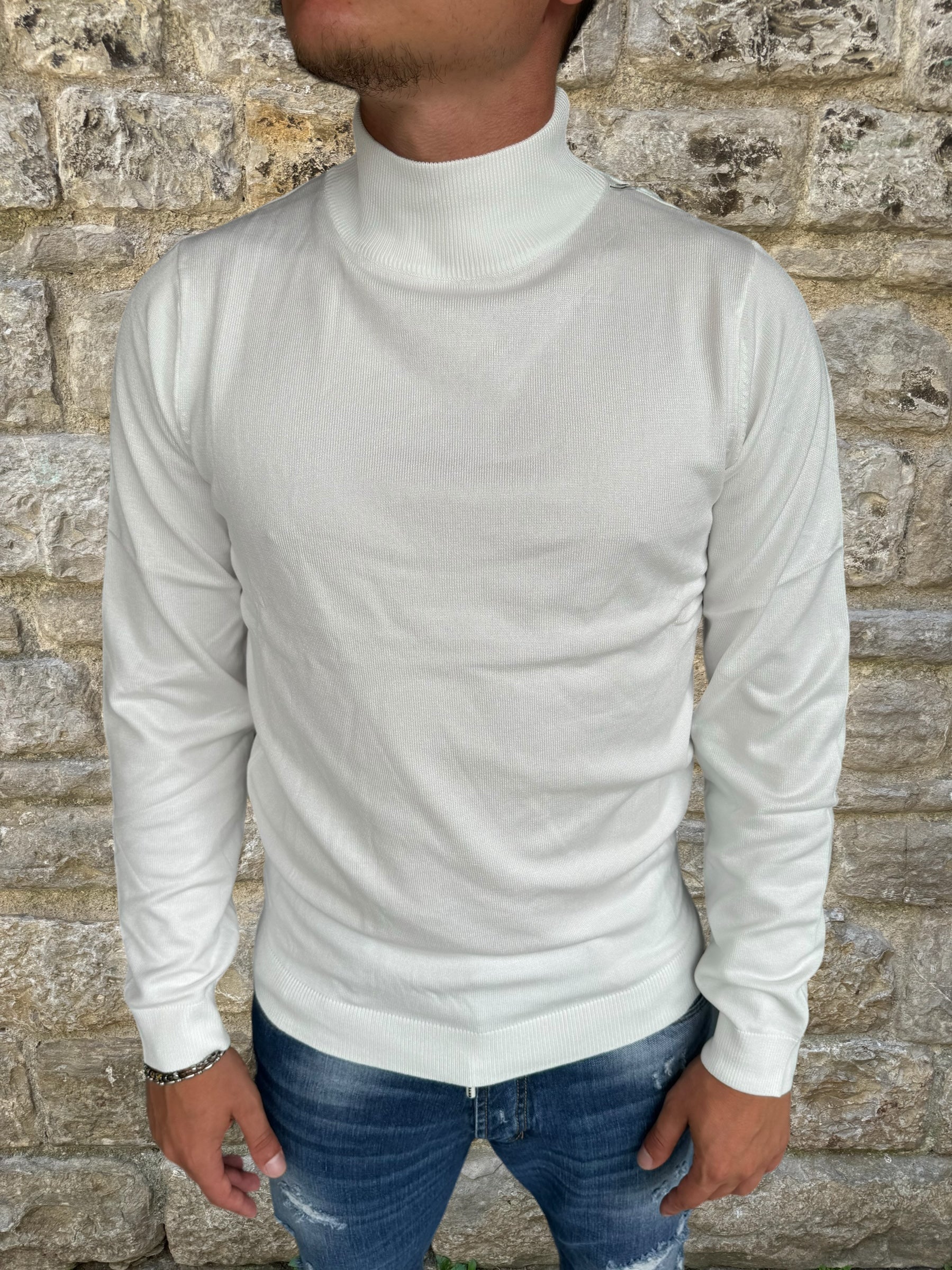 MAGLIONE LUPETTO VISCOSA TELAMIRA RTM03 PANNA