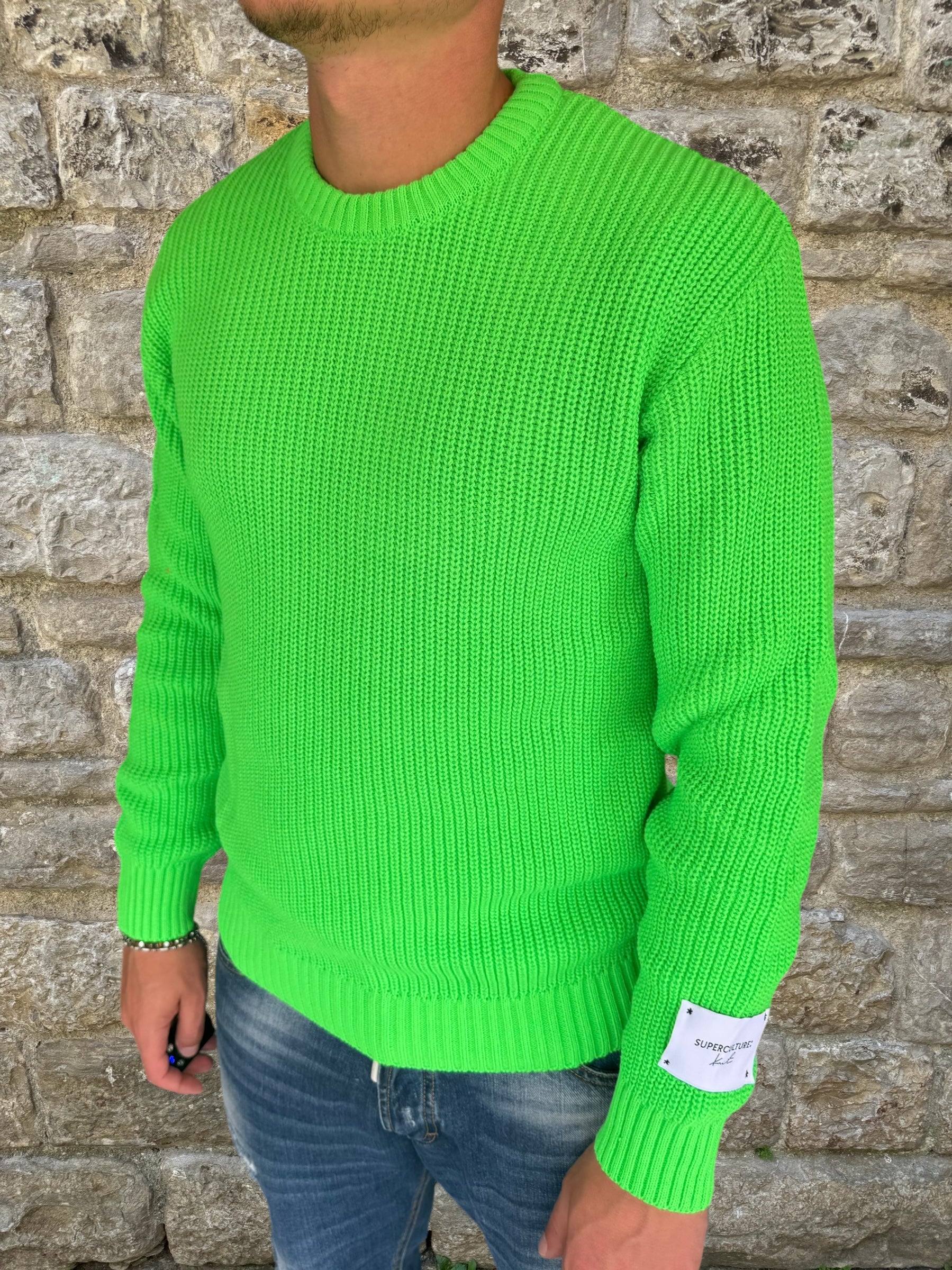 MAGLIONE GIROCOLLO SUPERCULTURE VERDE FLUO