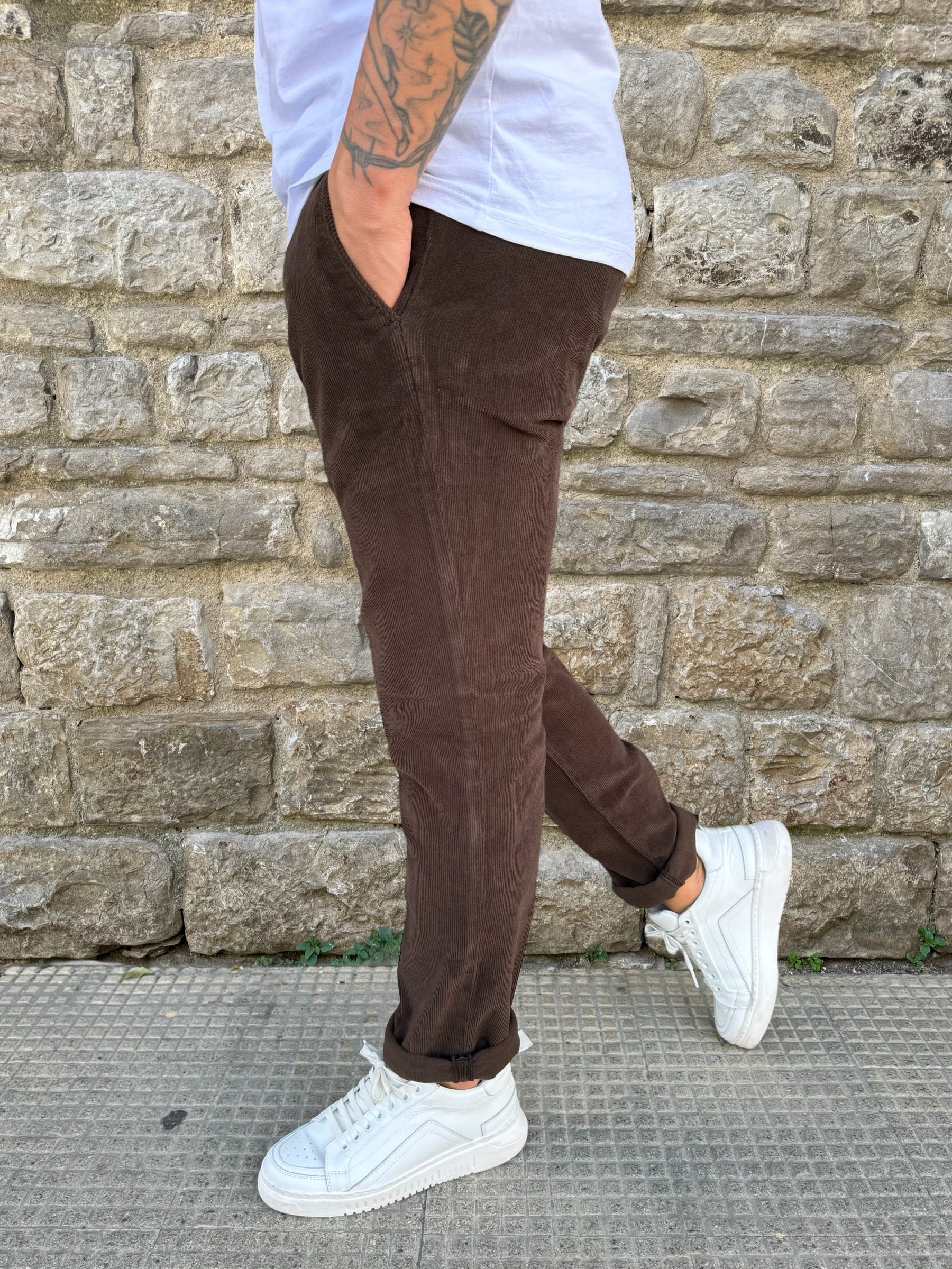 PANTALONE VELLUTO CHINO REGULAR CLARK MARK-T102 MOKA