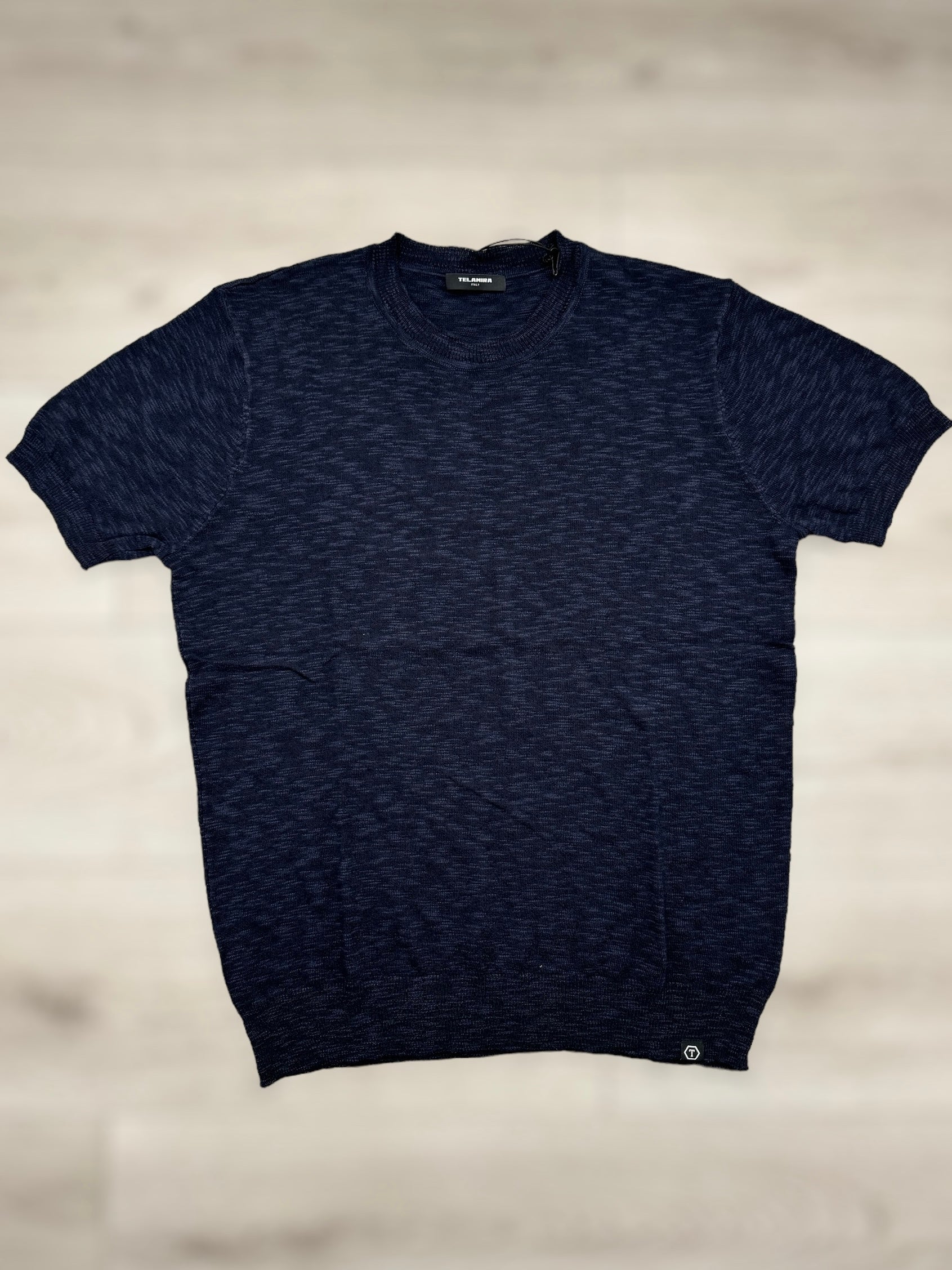 T-SHIRT MAGLIA COTONE FIAMMATO TELAMIRA BTM05 BLU NAVY SS 24