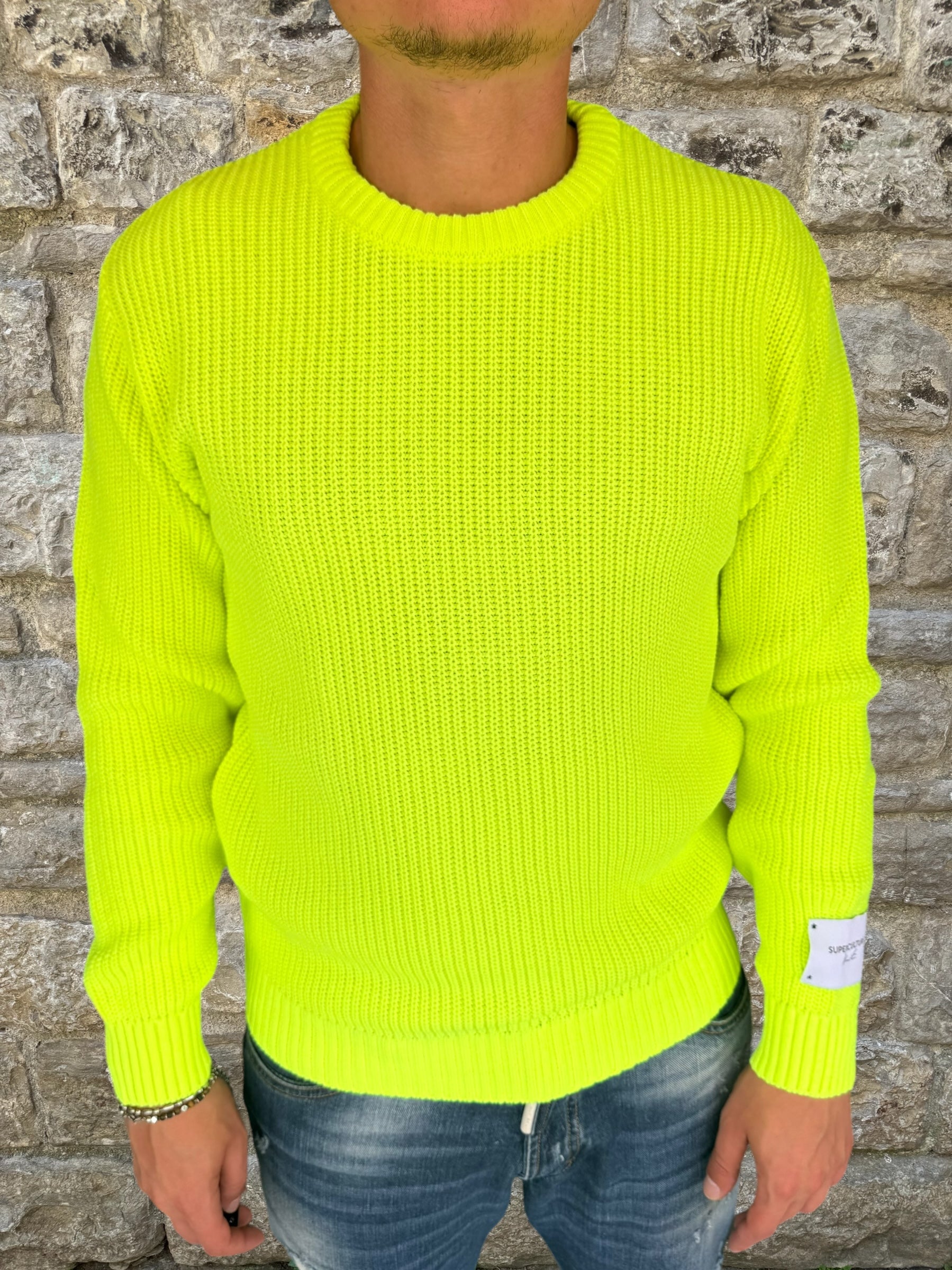 MAGLIONE GIROCOLLO SUPERCULTURE GIALLO FLUO