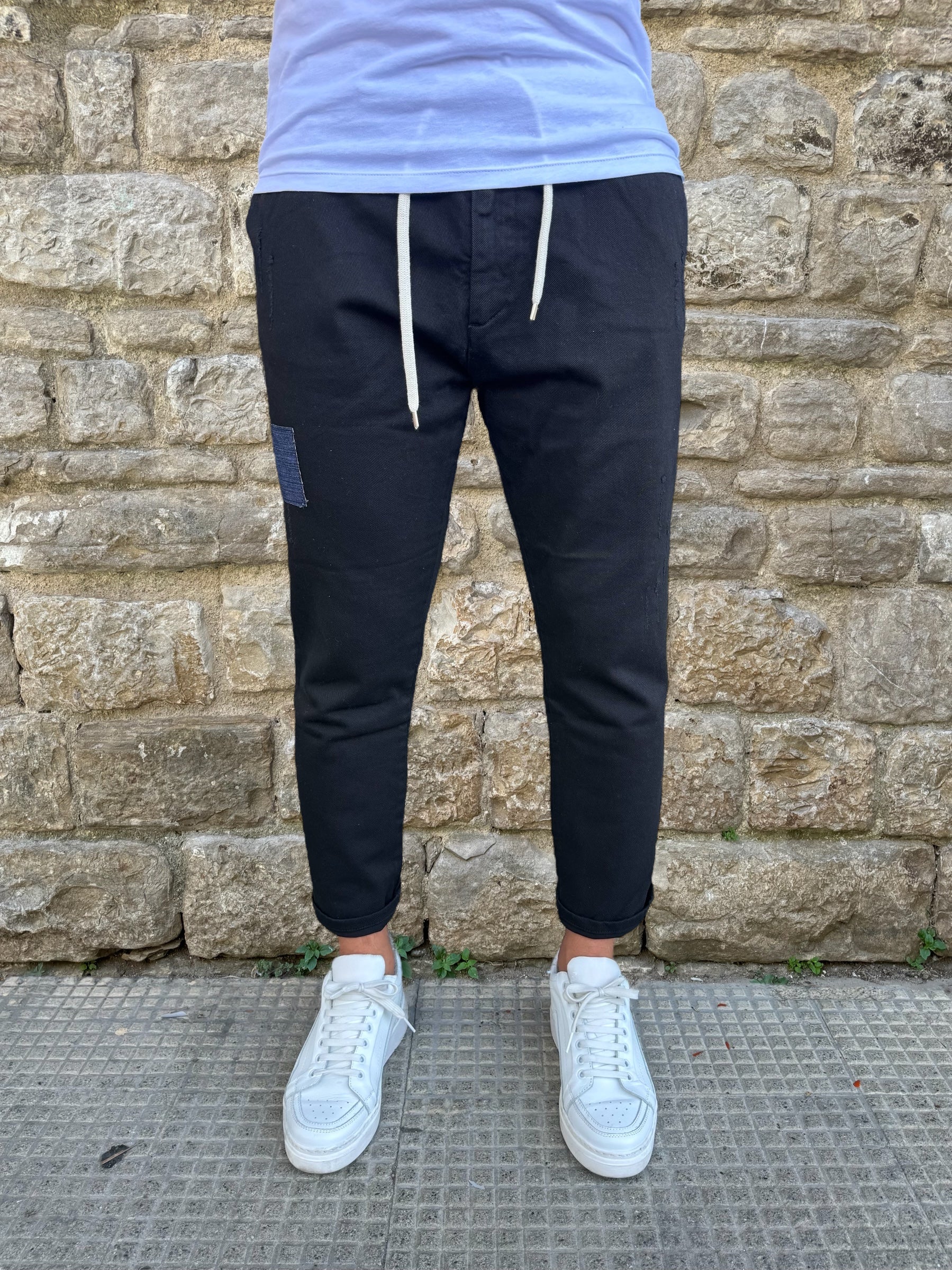 JEANS PANTALACCIO PATCHWORK V2 BRAND NERO