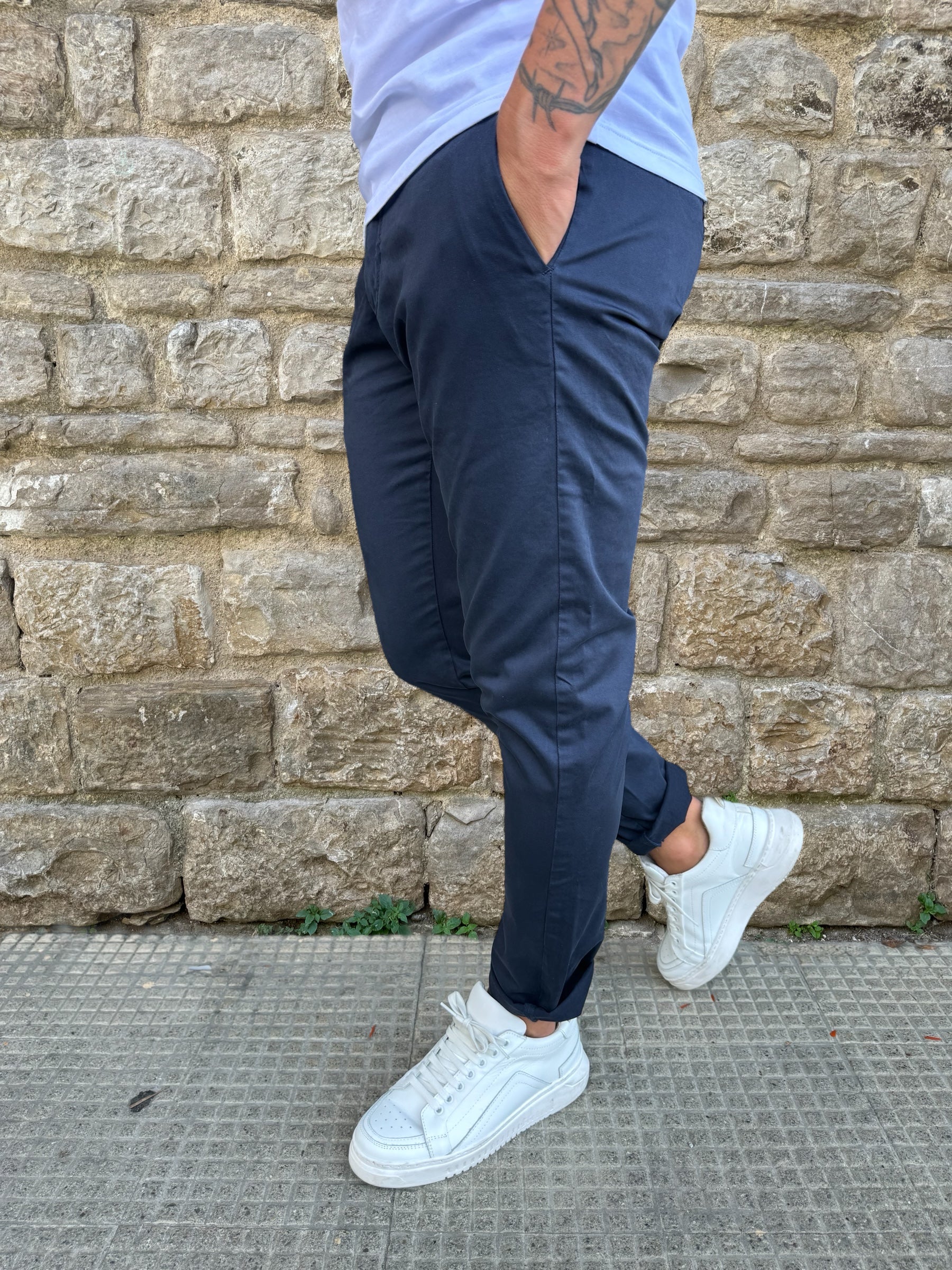 PANTALONE CHINO AC356 TELAMIRA BLU