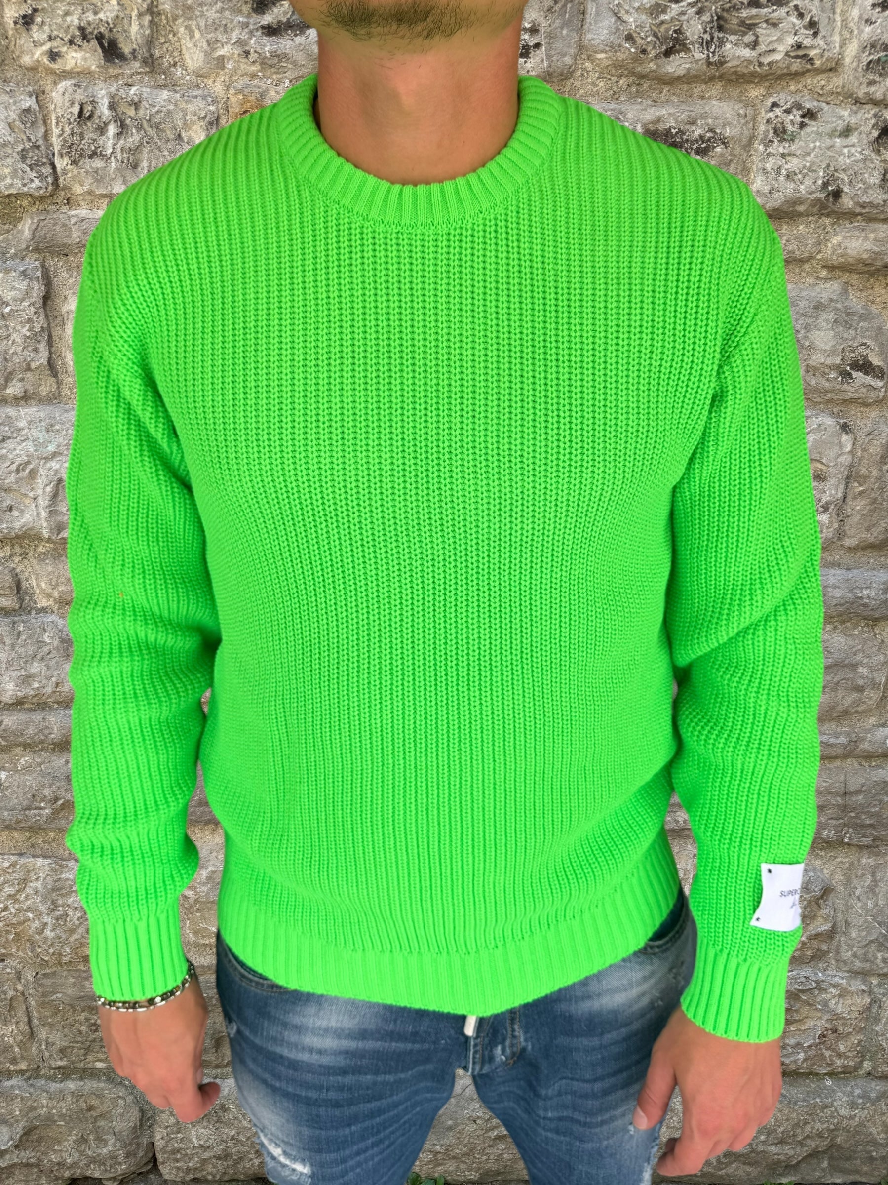 MAGLIONE GIROCOLLO SUPERCULTURE VERDE FLUO