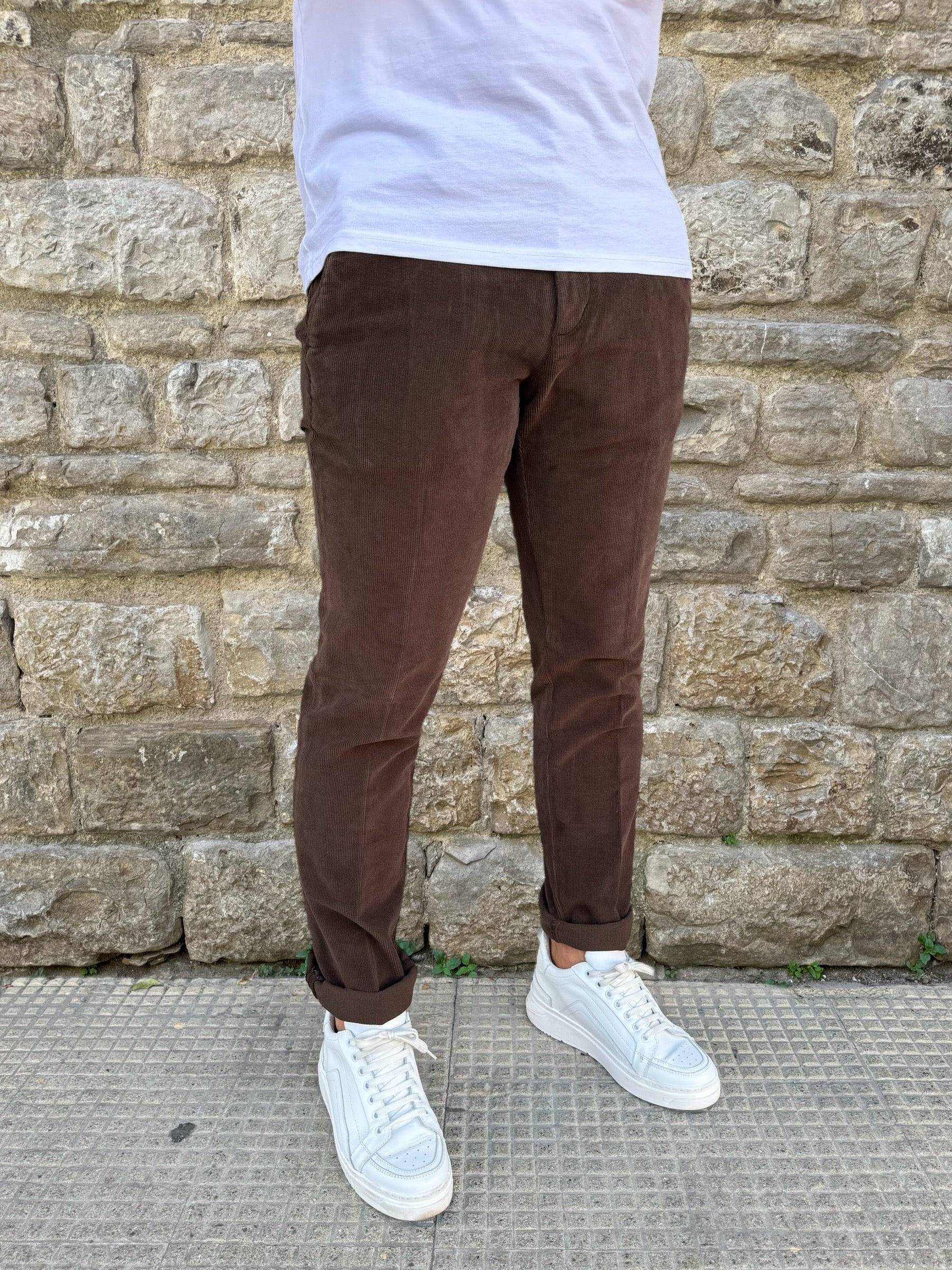 PANTALONE VELLUTO CHINO REGULAR CLARK MARK-T102 MOKA