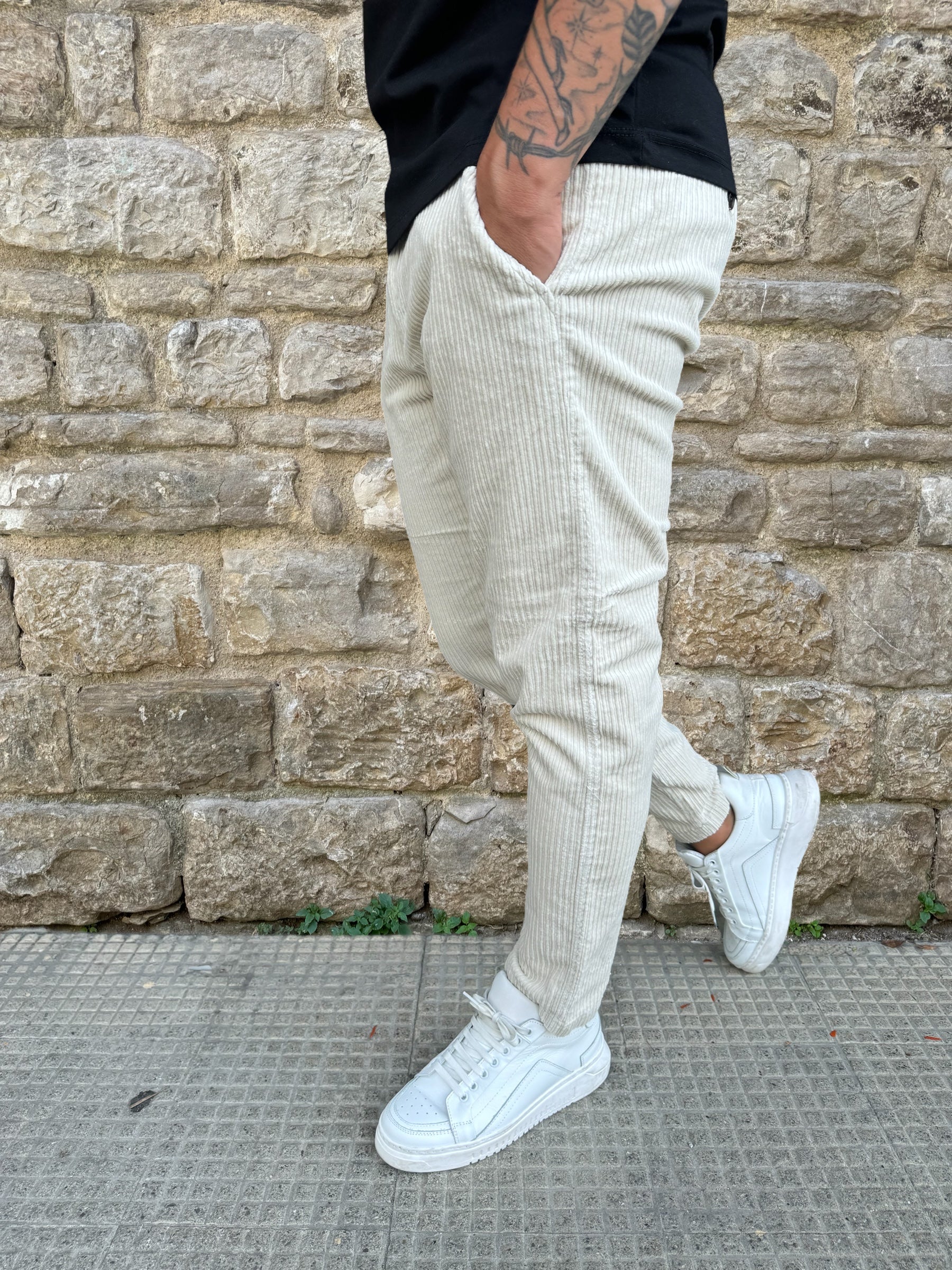 PANTALONE VELLUTO TELAMIRA BTP035 PANNA