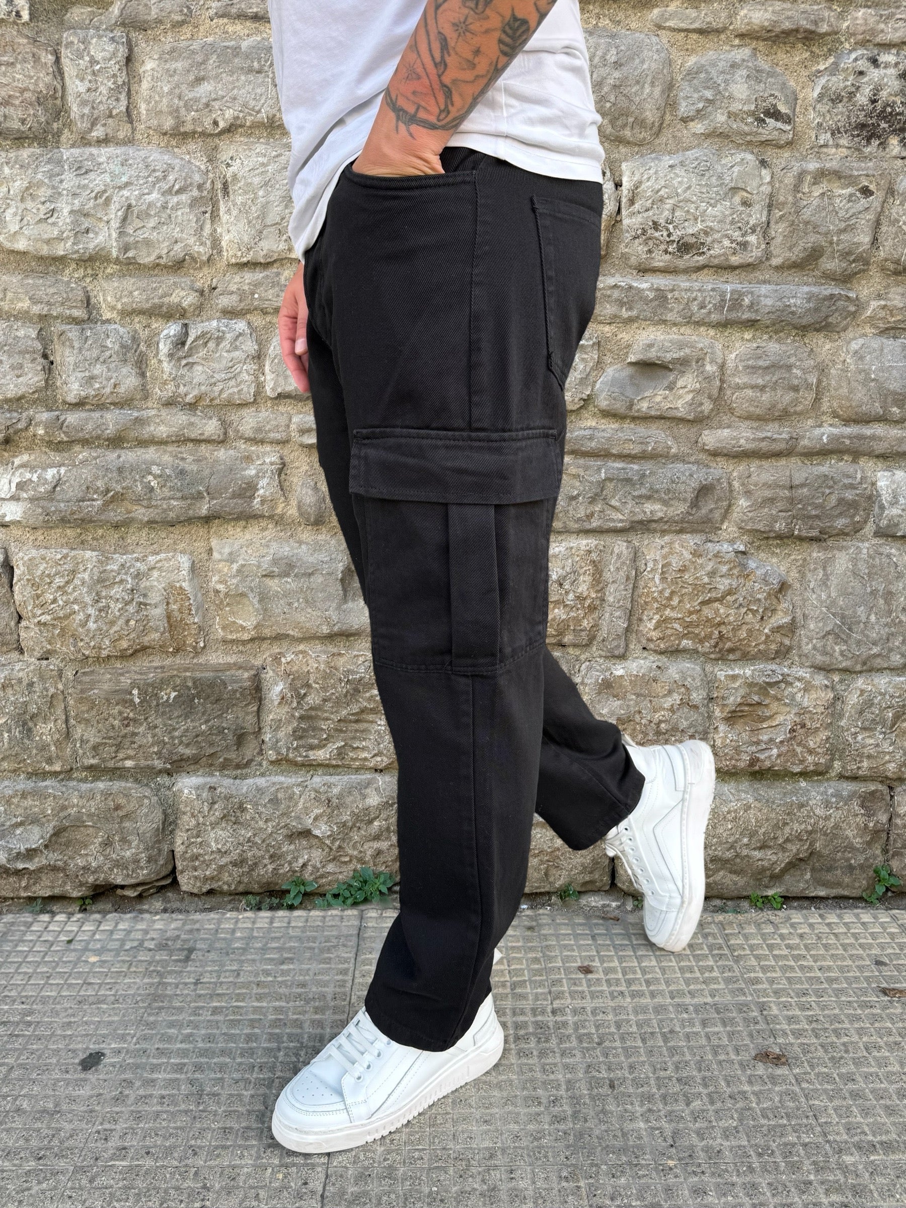 JEANS CARGO BAGGY GTP038 TELAMIRA NERO