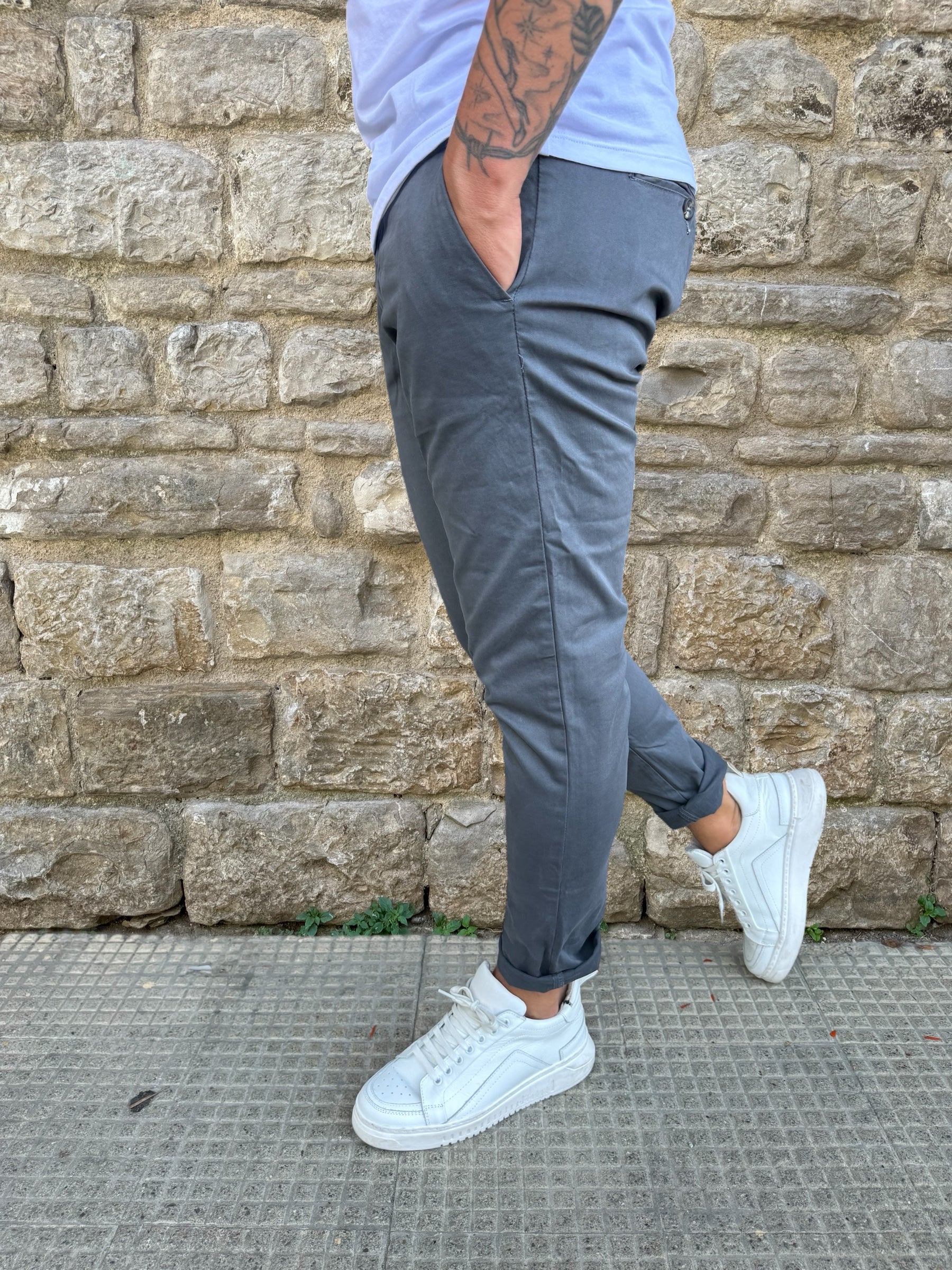 PANTALONE CHINO AC356 TELAMIRA PIOMBO