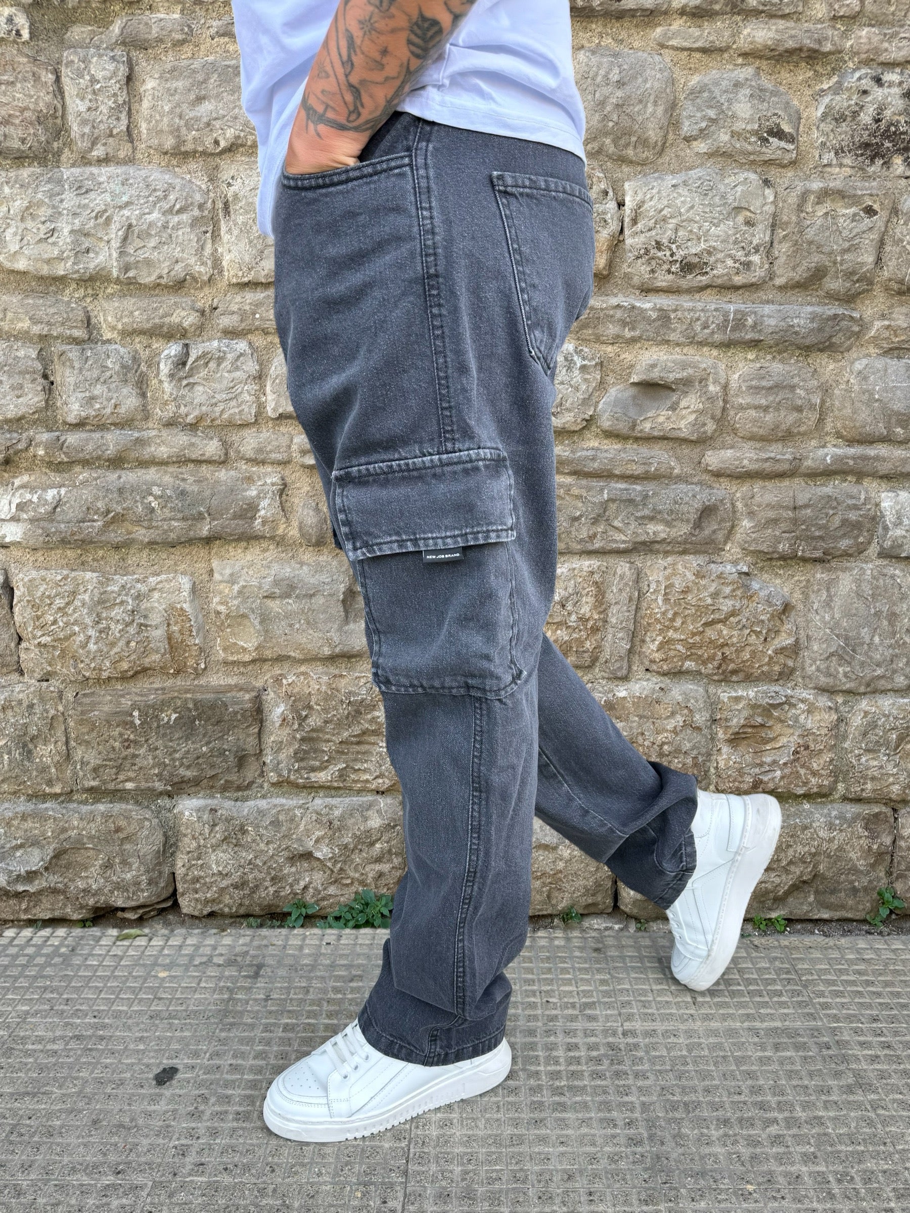 JEANS CARGO NJB SVIZZERA NERO