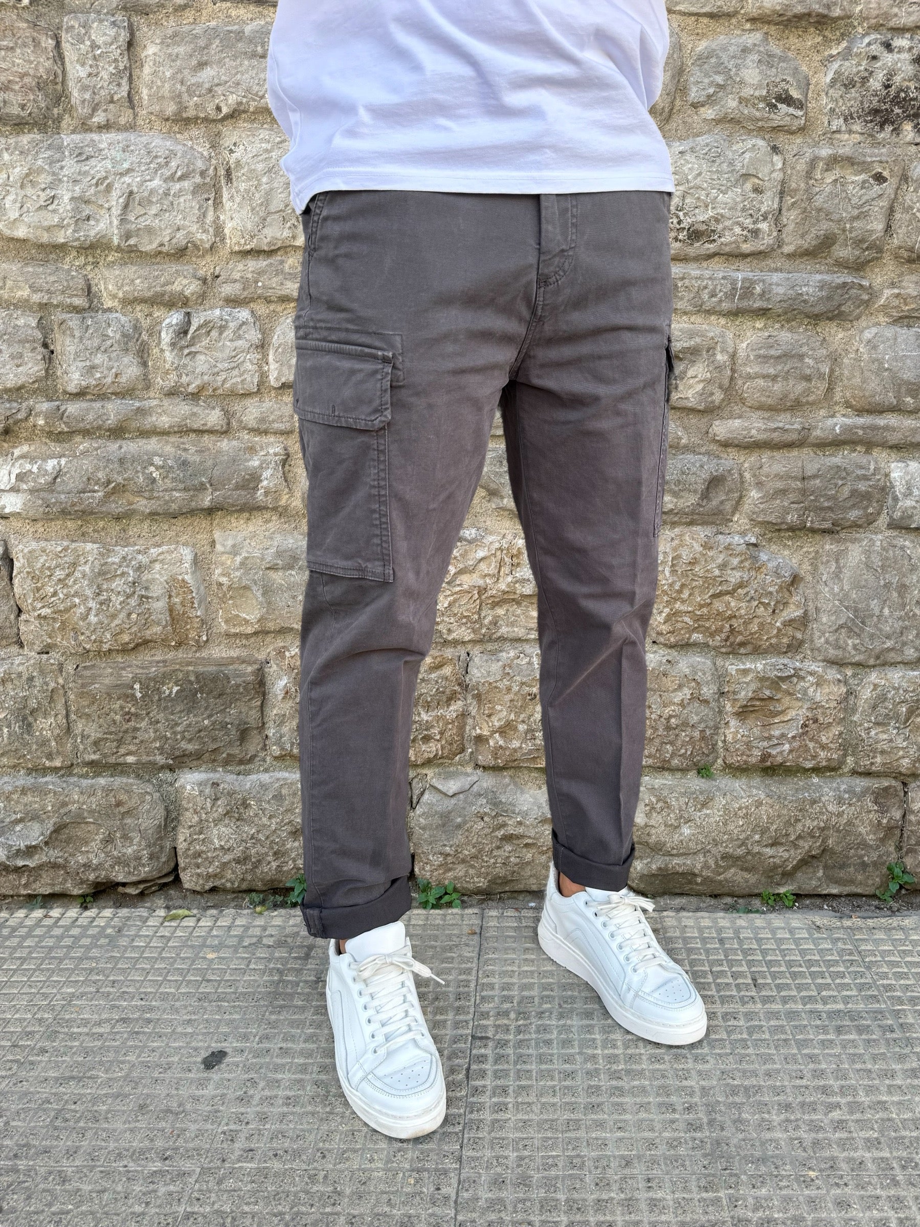 PANTALONE CARGO CLARK GARY-T091 PIOMBO