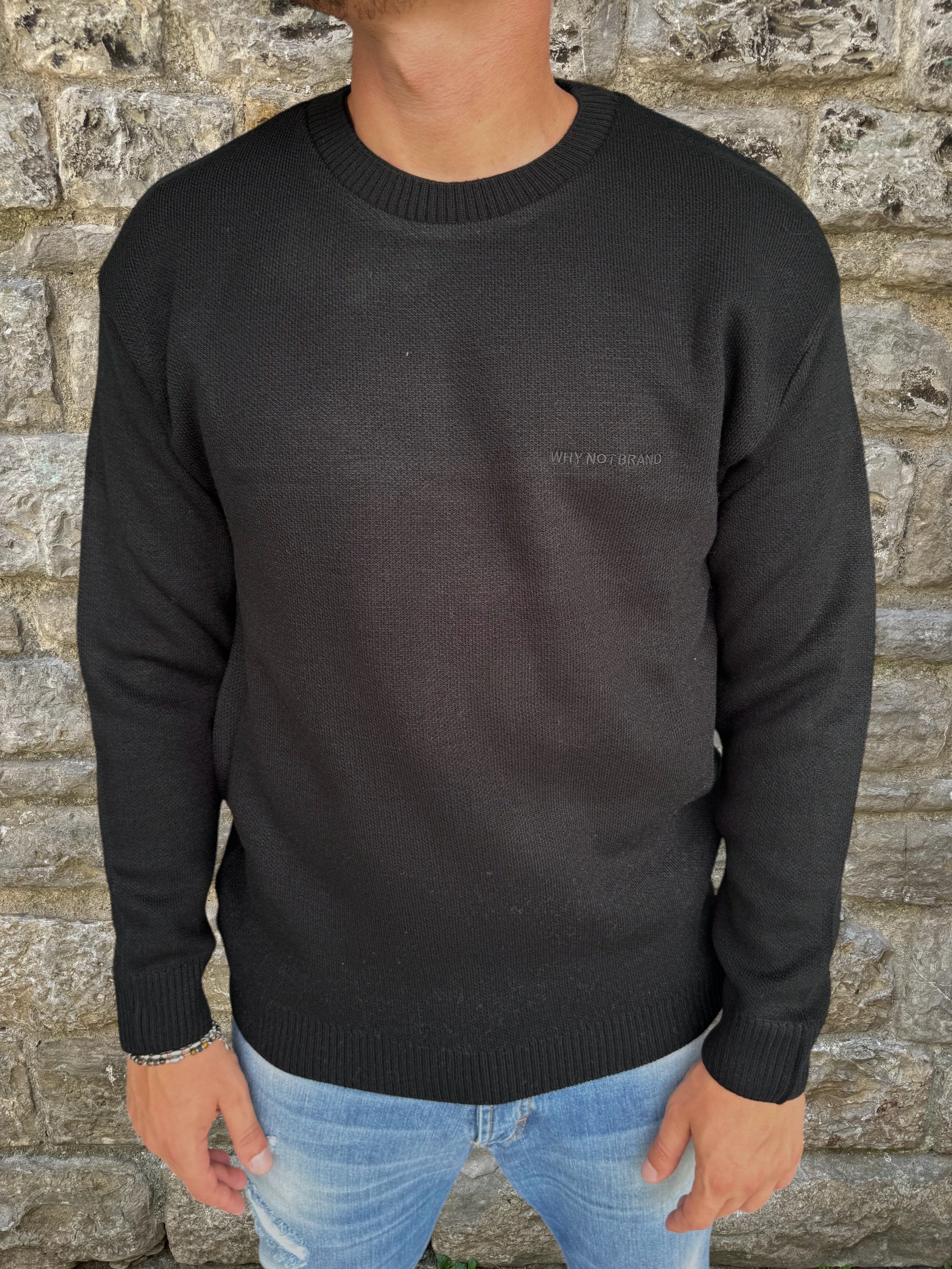 MAGLIONE WOOL SWEATER WHY NOT BRAND PUL36 NERO