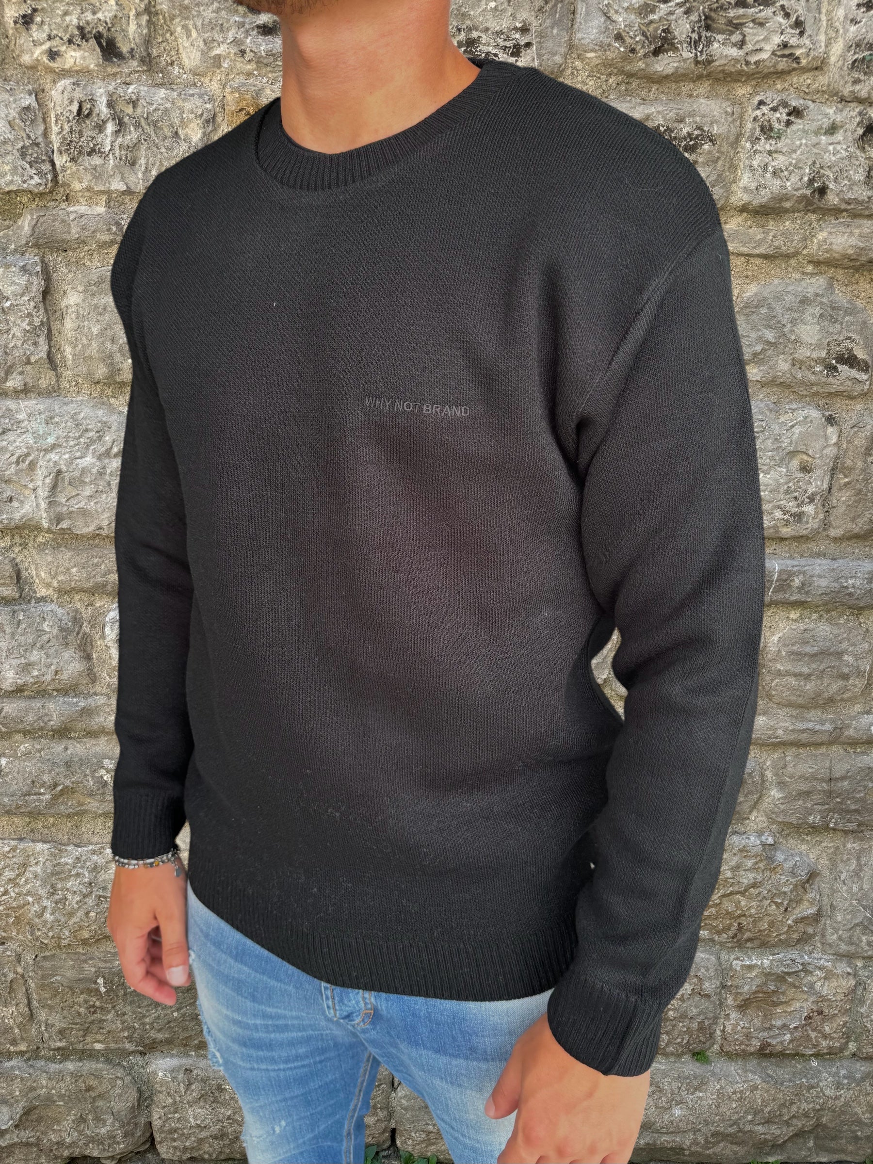 MAGLIONE WOOL SWEATER WHY NOT BRAND PUL36 NERO