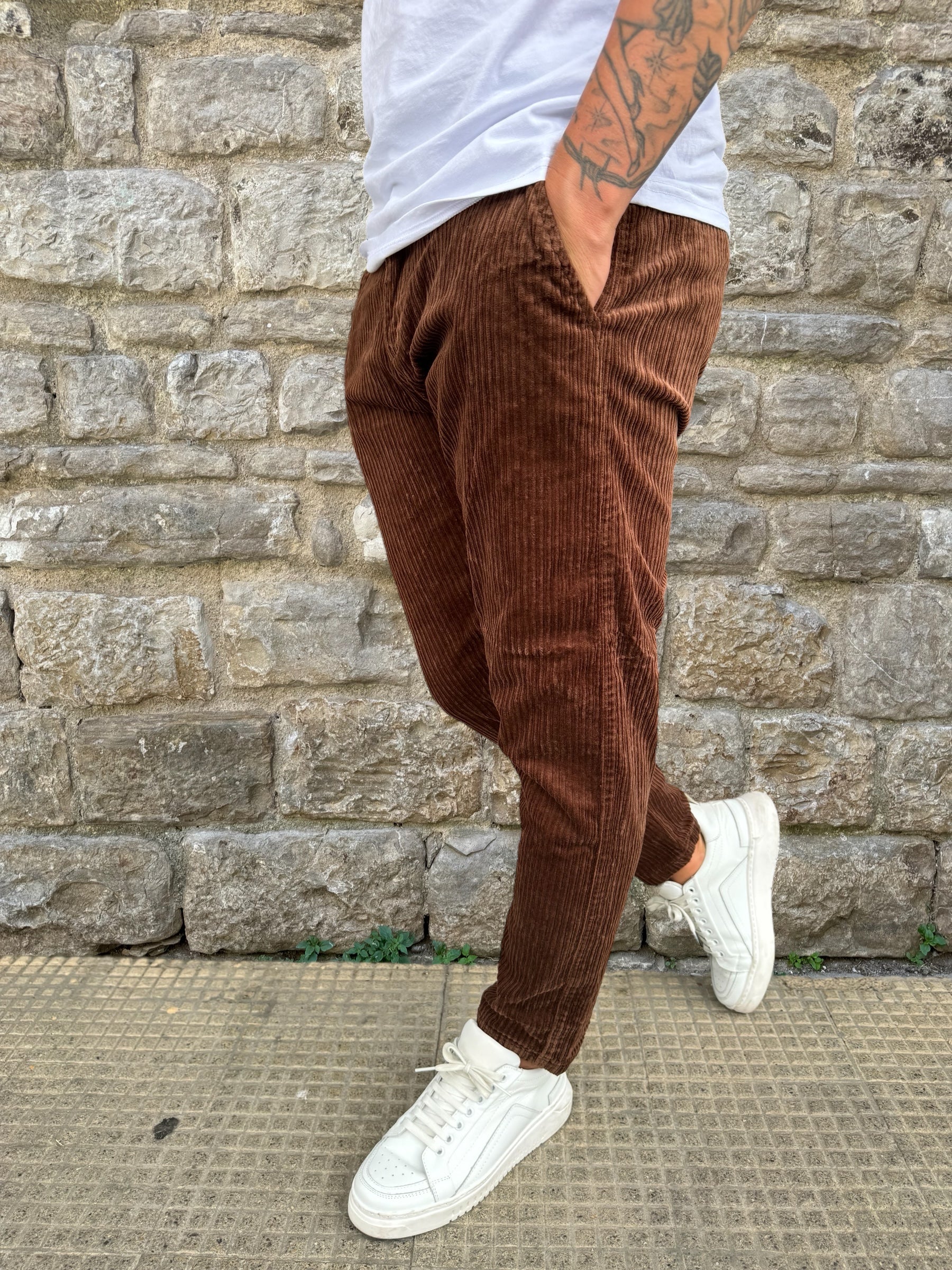 PANTALONE VELLUTO TELAMIRA BTP035 MARRONE