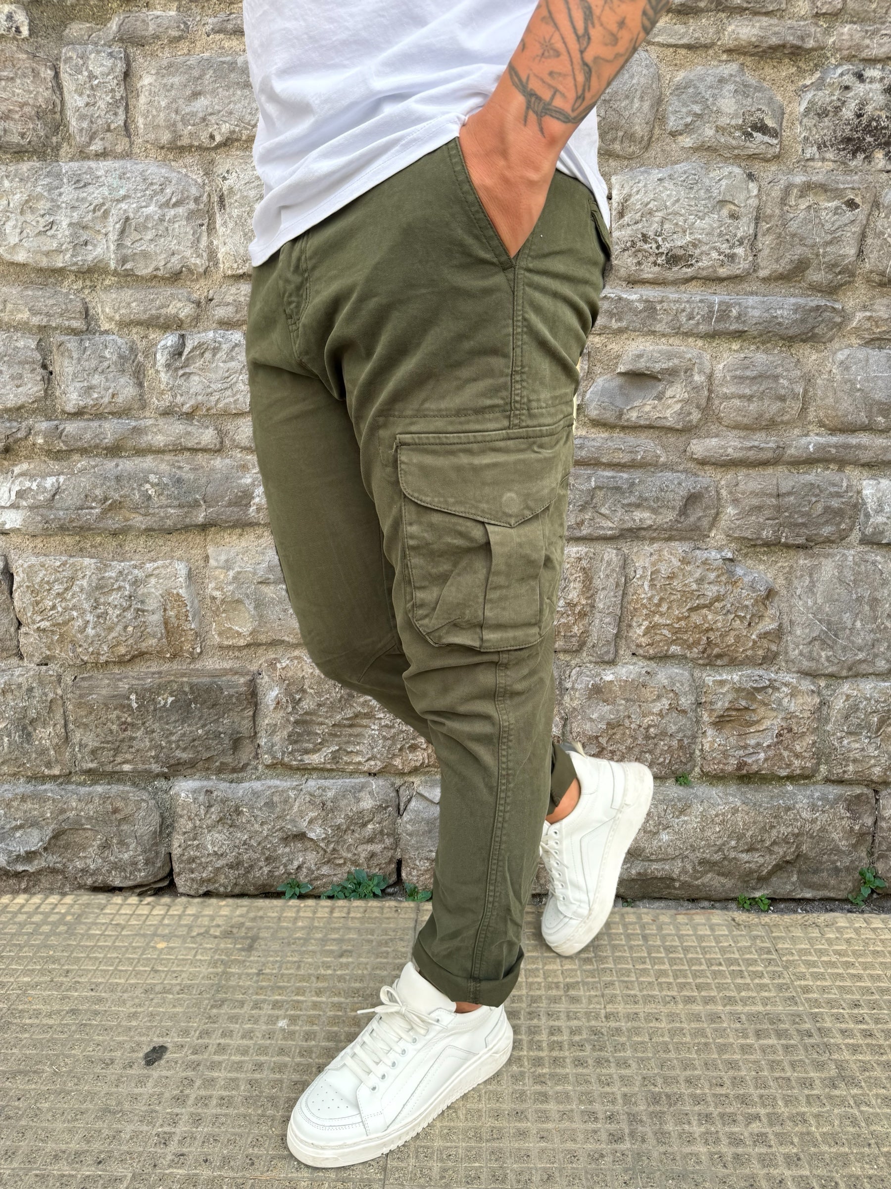 PANTALONE CARGO CONBAT TELAMIRA AC322 VERDE